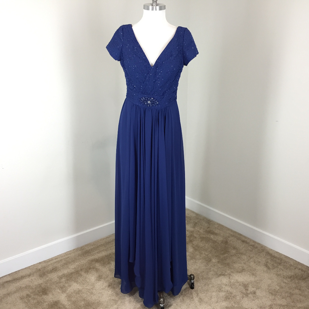 new VM Collection Blue Long Formal Gown Dress M 8